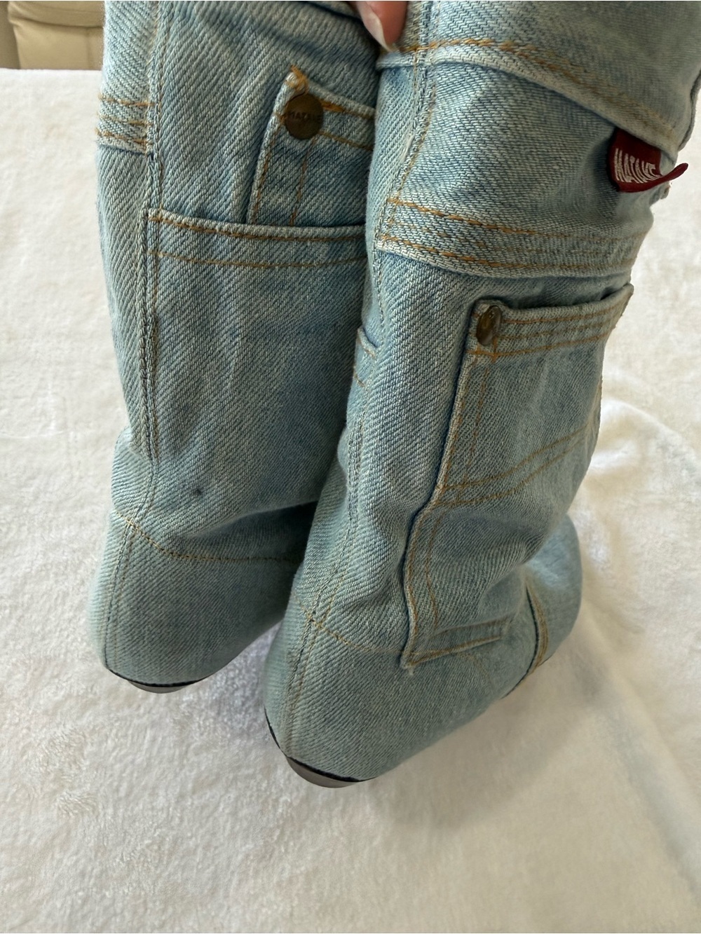 Vintage MATAKE Denim Boots Y2K Western Jean Boots Size 6.5 Rare - Picture 4 of 9
